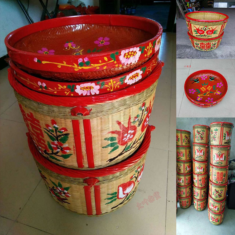 Wedding Bamboo Basket, Round Dustpan, Wedding Supplies, Bride's Dowry, Full Moon Moving, Worshiping Gods, Carrying a Load