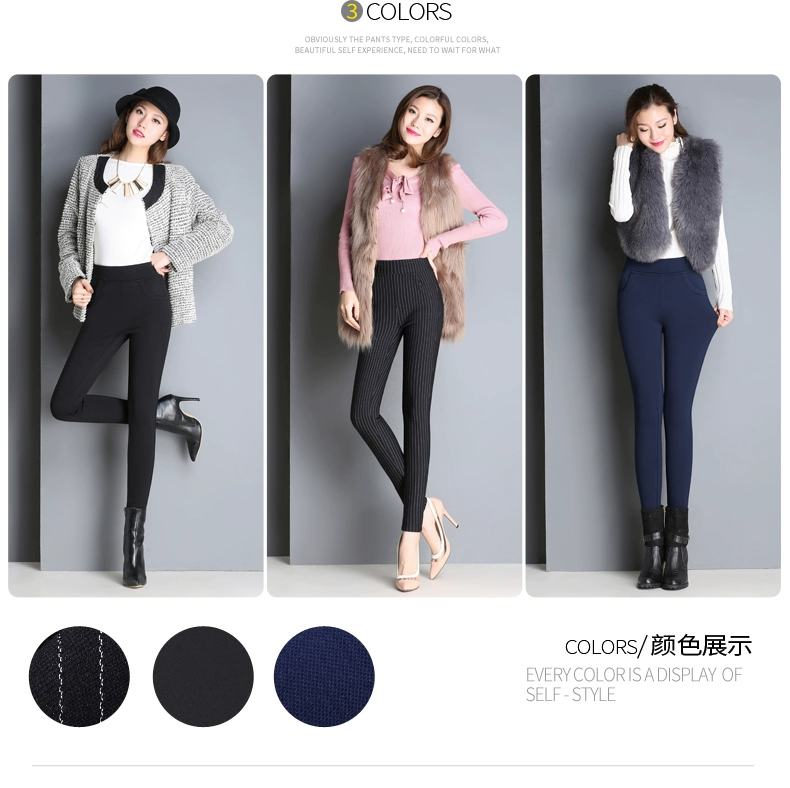 Quần legging nhung mùa đông cộng với quần lửng cạp cao cạp cao quần mùa thu đông 2018