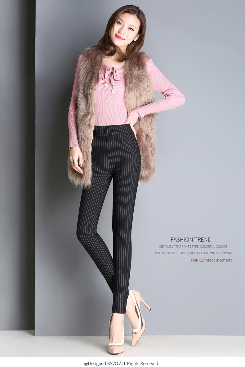 Quần legging nhung mùa đông cộng với quần lửng cạp cao cạp cao quần mùa thu đông 2018 quần tây công sở