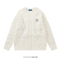 From Mars The remaining happiness Japanese gentle bow imitation mink loose sweater cardigan casual and versatile