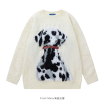 From Mars Feeling energetic American Dalmatian jacquard imitation mink sweater loose sweater couple trend