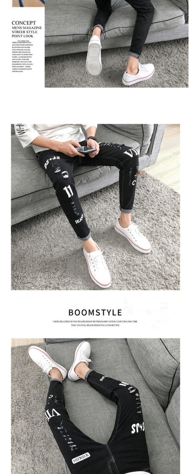 Mùa hè mỏng phần nam lỗ chín điểm quần jeans nam chân thon dài phiên bản Hàn Quốc hoang dã của xu hướng quần xuân hè thời trang nam