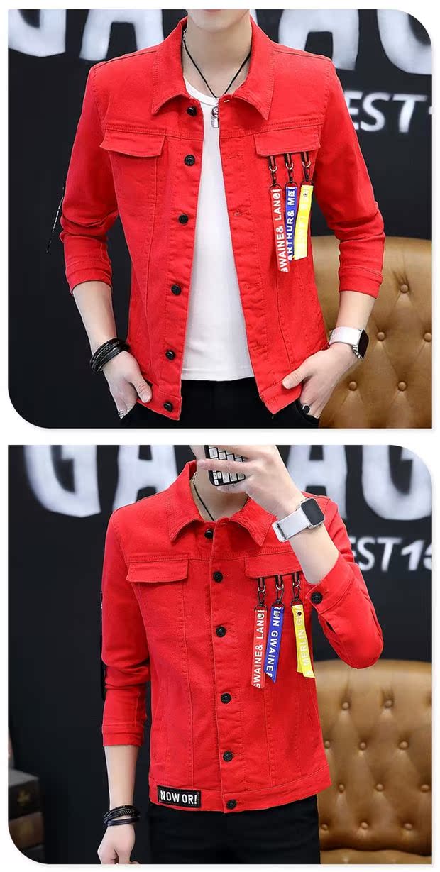 Áo khoác nam mùa xuân và mùa thu 2018 Xu hướng mới của Hàn Quốc Áo khoác denim đẹp trai trang phục