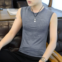 2 Pieces) Ice Silk Vest Mens Summer Breathable 2022 New Trend Fitness Sport Sleeveless Ice Sensation T-Shirt Tide Card