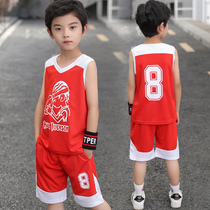 Boys summer vest suit 2021 new middle and large childrens sports summer basketball clothes childrens training clothes two-piece set