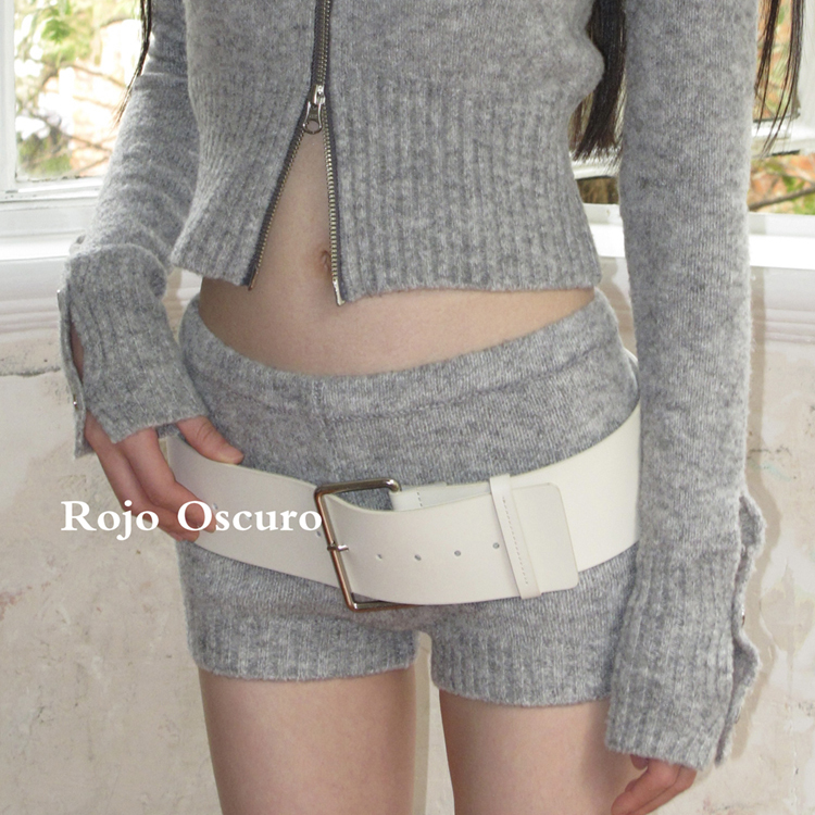 Rojo Oscuro Smart Beauty Herbalife Merino Wool Light Gray Low-Waist Knitted Shorts for Autumn and Winter
