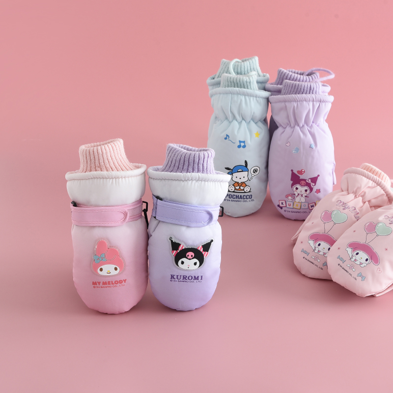 キュートメロディー クールミ ガールズ スキーグローブ 冬用 厚手 プラッシュ ボーイズ 子供用ミトン 雪遊び用 防水