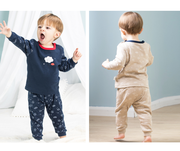 Trẻ em Nam Cực mặc đồ lót trẻ em đặt quần áo cotton cho bé trai mùa thu đồ ngủ cho bé mùa thu và mùa đông quần áo bé tuyệt vời áo giữ nhiệt bé trai