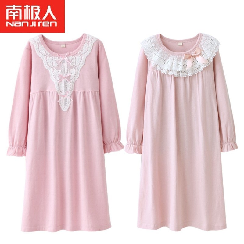 South Pole Child Clothing Girl Sleeping Dress Long Sleeve Pure Cotton Children Sleeping Clothes Baby Parent-child Foreign Dress Home Dress Spring Autumn Winter