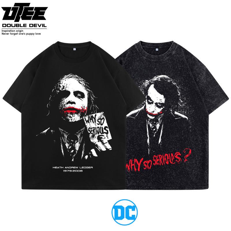 Utee-Dc Batman Joker Clothing Unisex Pure Cotton Round Neck Short Sleeve Loose T-Shirt Men's Trendy Brand Dark Knight