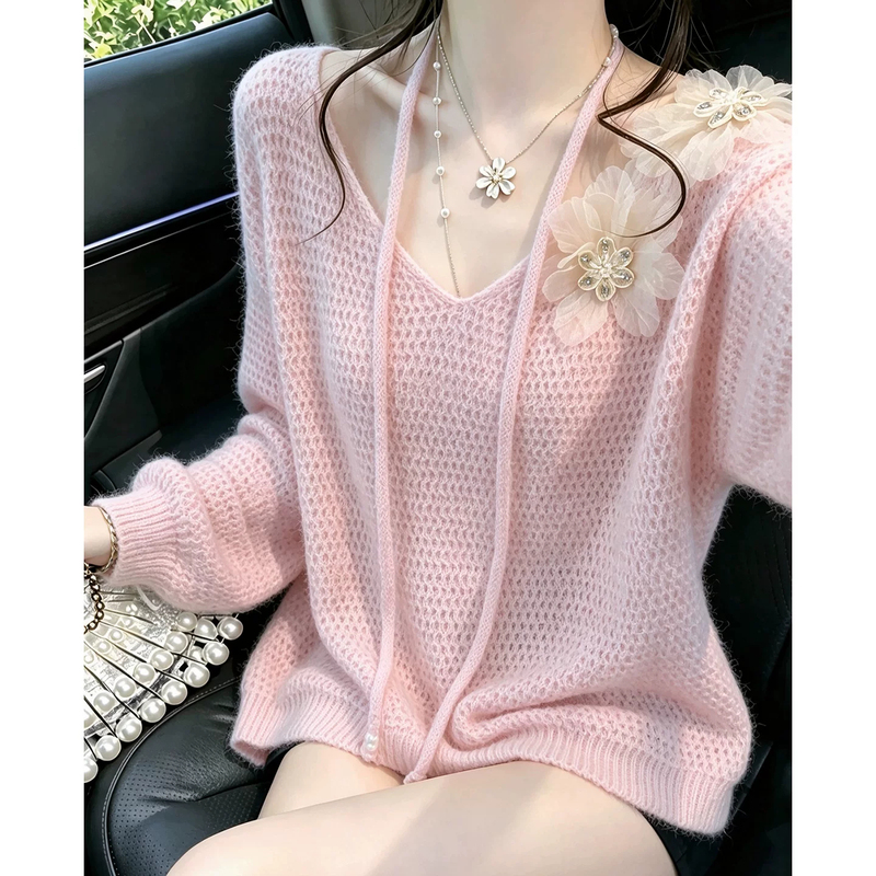 French Sweet Style Three-Dimensional Flower Knit Sweater for Women, New Autumn and Winter Style, Very Beautiful, Loose, Gentle and Lazy Style Sweater for Women