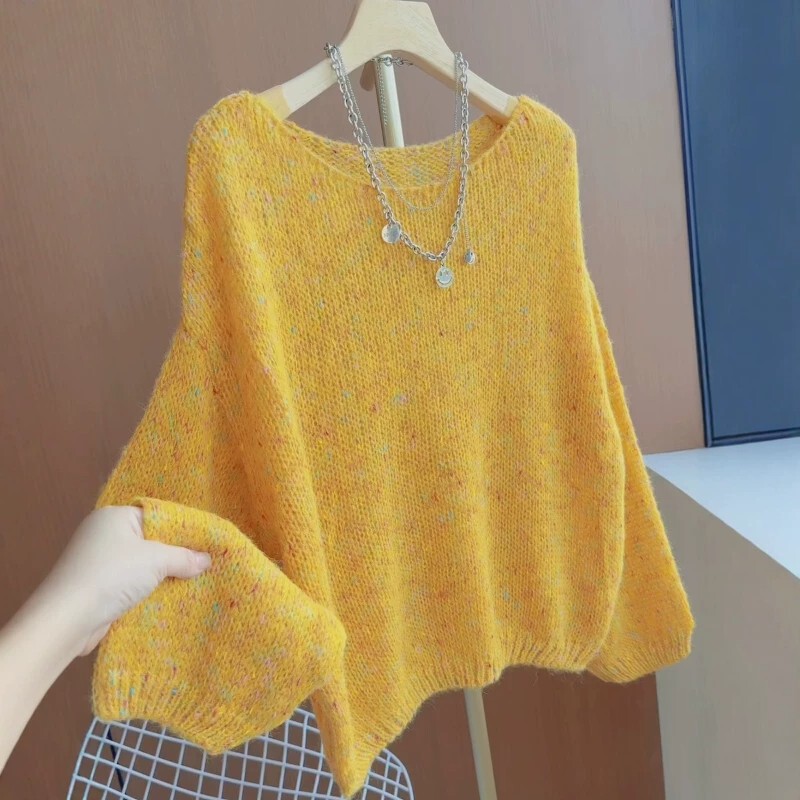 Gentle and Lazy Style Round Neck Knit Sweater for Women, New Autumn and Winter Oversize Soft and Versatile Slimming Pullover Sweater for Women