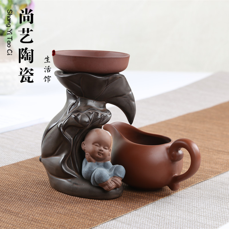 Creative Purple Sand Tea Leak Filter Tea Instrumental Kutian Tea Accessories Ceramic Tea Tea Sloth Man Filter Monk Chauffite Filter tea