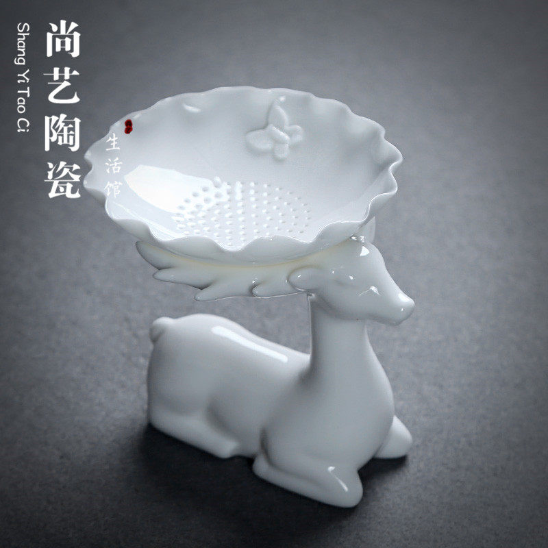 Defied White Porcelain Tea Leak Jade Porcelain Filter Tea Ware Creative Ceramic Tea Water Septuff Tea Filter Utilf Tea Accessories Tea Accessories