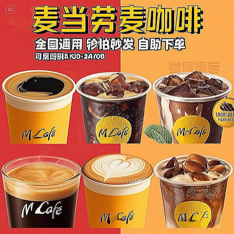 Mcdonald's Coffee: Hot Strong Coffee with Milk, Bergamot, Green Plum, Orange, Grapefruit, Strong Americano, Medium Cup Hot/Iced Latte