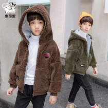 Boys baby suede jacket thickened warm 2021 new winter CUHK child lamb wool winter money 10 years 11