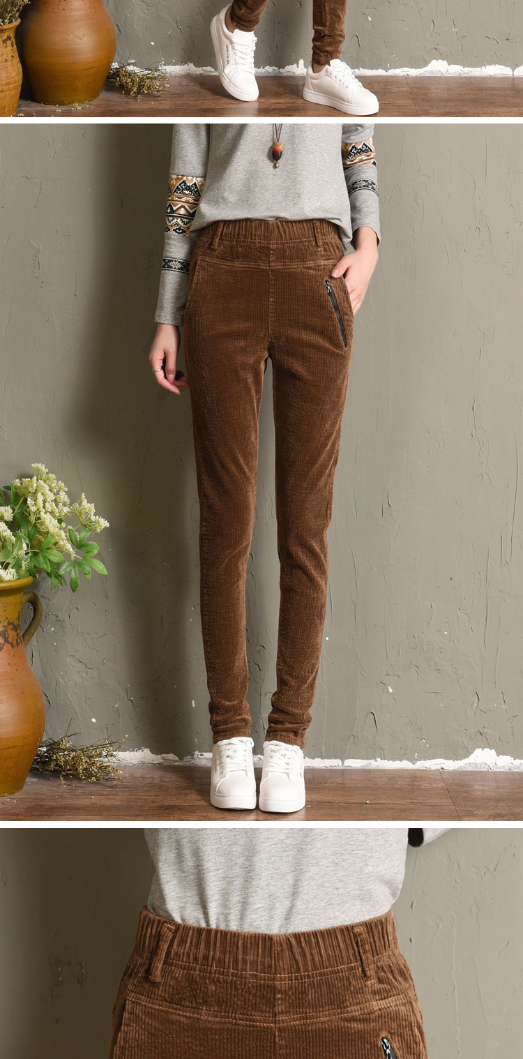 Shun Xin chào mùa thu và quần nhung kẻ co giãn eo thon quần legging nữ