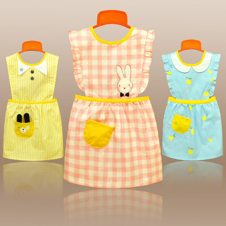 Boy and girl apron baby anti-dress children dress sleeveless waterproof painting eating suit large spring and autumn dinner pocket
