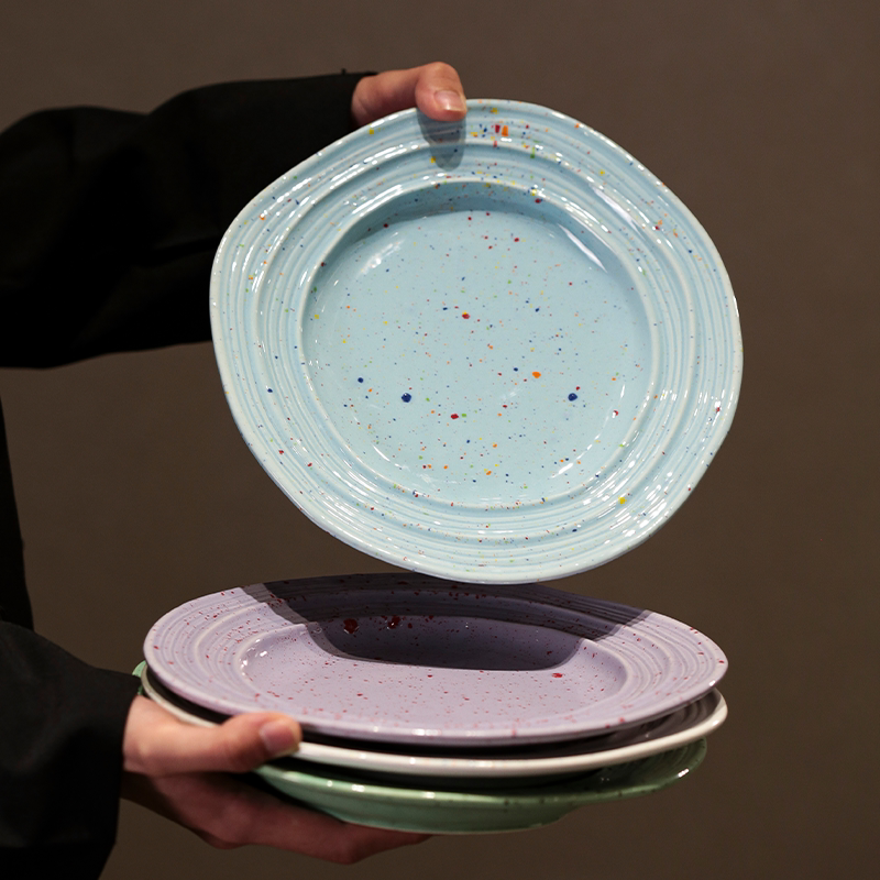 Jm Gentle Splash Series Ceramic Plate Household Dish Western Food Plate Beautiful and Good-Looking High-Value Pasta Plate