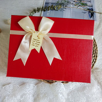 Gift box empty box beautiful birthday gift box solid color bow simple packaging boxed clothes large gift box