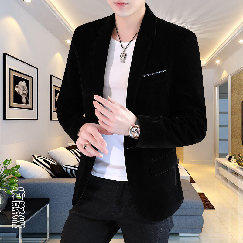 Spring and Autumn New Gold Velvet Small Suit Men's Velveteen Casual Wear Korean Style Handsome Business Slim High-end Coat