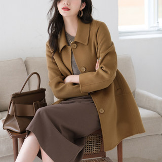 2025 Autumn and Winter New Double-Sided Cashmere Coat for Women, Mid-Length, Loose, High-End, Elegant 100% Wool Coat