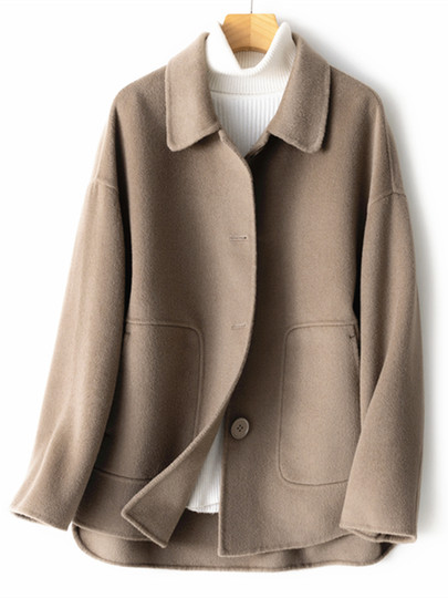 Double-Sided Cashmere Coat for Women, Short Style, 2025 New Autumn and Winter Trendy Loose-Fitting Elegant High-End Woolen Coat for Women