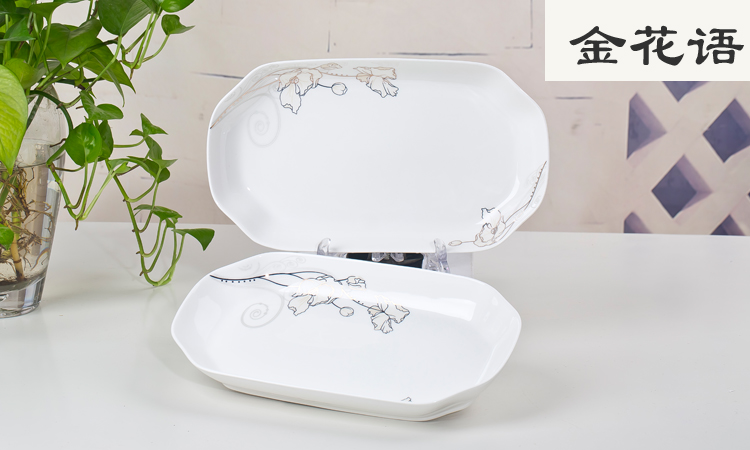 Gạch dài tấm lớn hình chữ nhật sâu cá xương Trung Quốc hấp toàn bộ đĩa cá đĩa món ăn đĩa hộ gia đình - Đồ ăn tối khay gỗ đựng đồ ăn