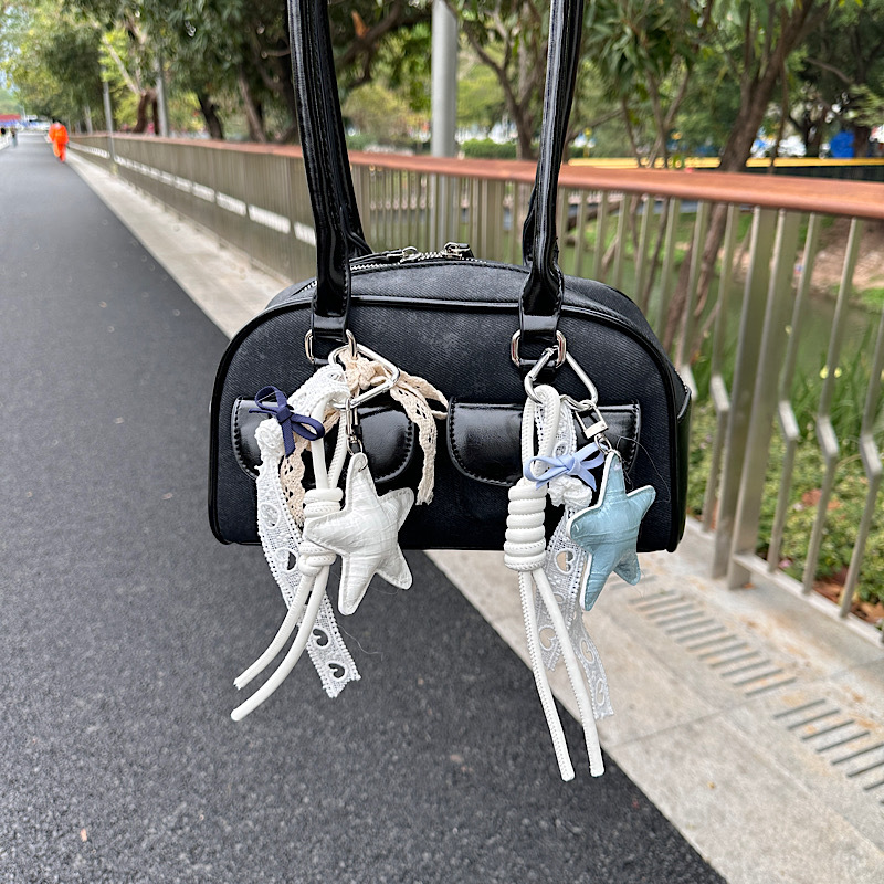 Ins Style Yoon Jin's Same Style DIY Lace Star Pendant Handmade Woven Rope Bag Charm Keychain Pendant New Model Ins Style Yoon Jin's Same Style DIY Lace Star Pendant Handmade Woven Rope Bag Charm Keychain Pendant New Model