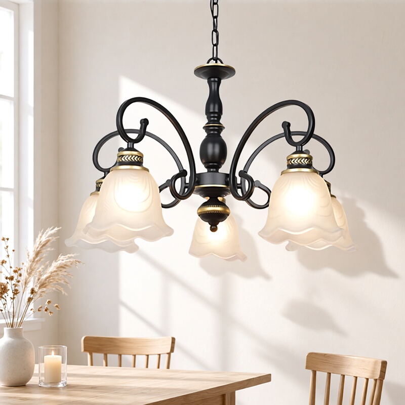 European-Style Wrought Iron American Creative Chandelier Retro Simple Living Room Dining Room Bedroom 2026 New Light Luxury Eye-Protecting Lamps European-Style Wrought Iron American Creative Chandelier Retro Simple Living Room Dining Room Bedroom 2026 New Light Luxury Eye-Protecting Lamps