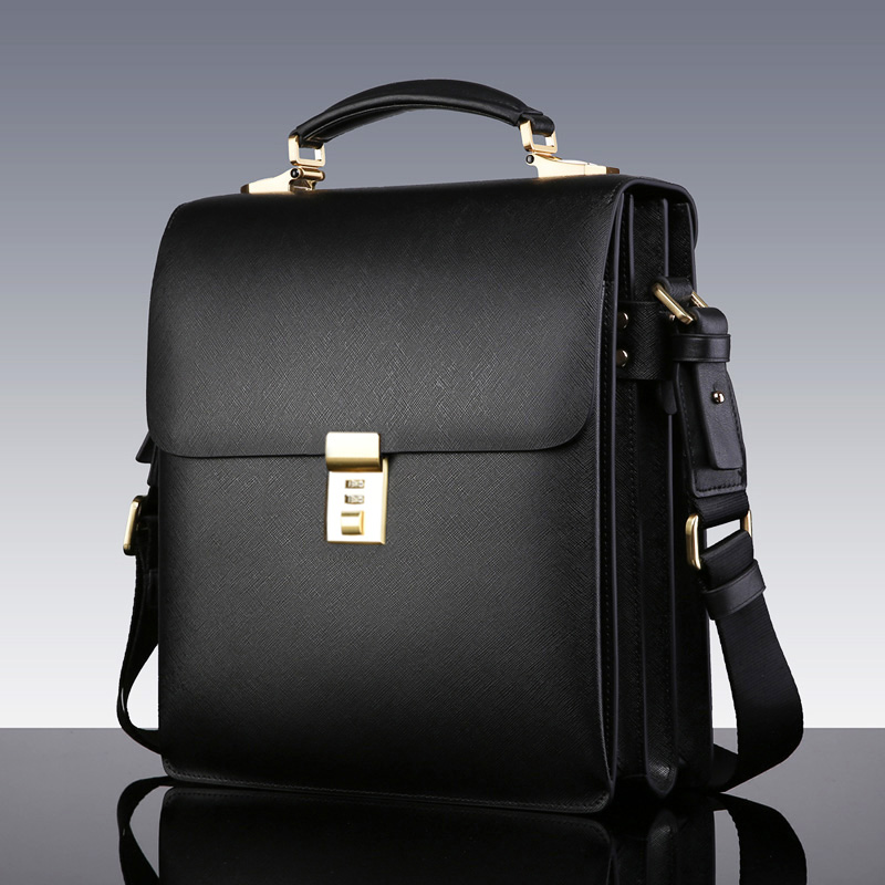 Boutique men's handbag business bullish bag men's business skinny bag vertical leather bag male password briefcase