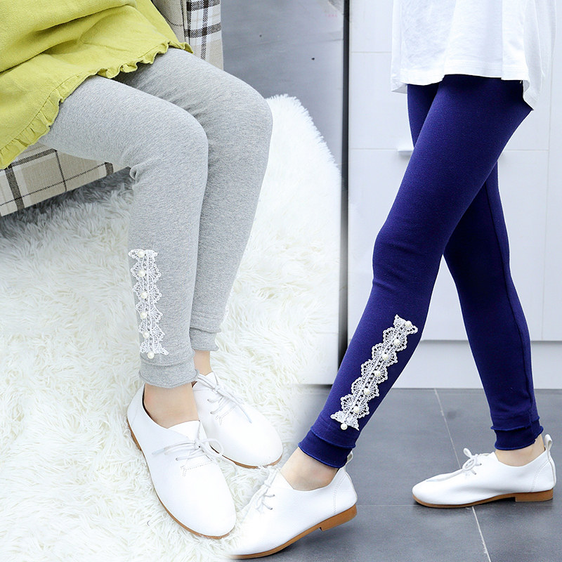 Medium-thick spring and autumn style Western-style little girls' underwear, children's girls' trousers, long version, slim elastic outer wear high waist pants