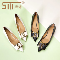 Small-heeled high heels 2021 new leather all-match single shoes summer fine-heeled professional womens shoes work shoes womens black leather shoes