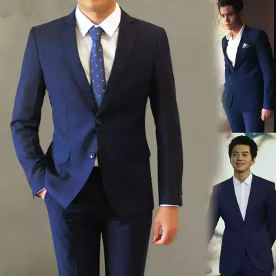 Peng Yuyan the same suit men's casual men's dark blue black slim Korean version handsome British style suit men