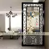 Art glass deep carving square partition living room entry entrance background tempered carving craft shoe cabinet Magnolia language