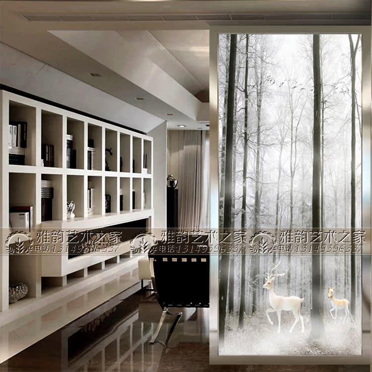 Eurostyle minimalist Home Bedroom Living Room Aisle Xuan Guan Screen Partition Background Wall Art Glass Elk Deer Forest