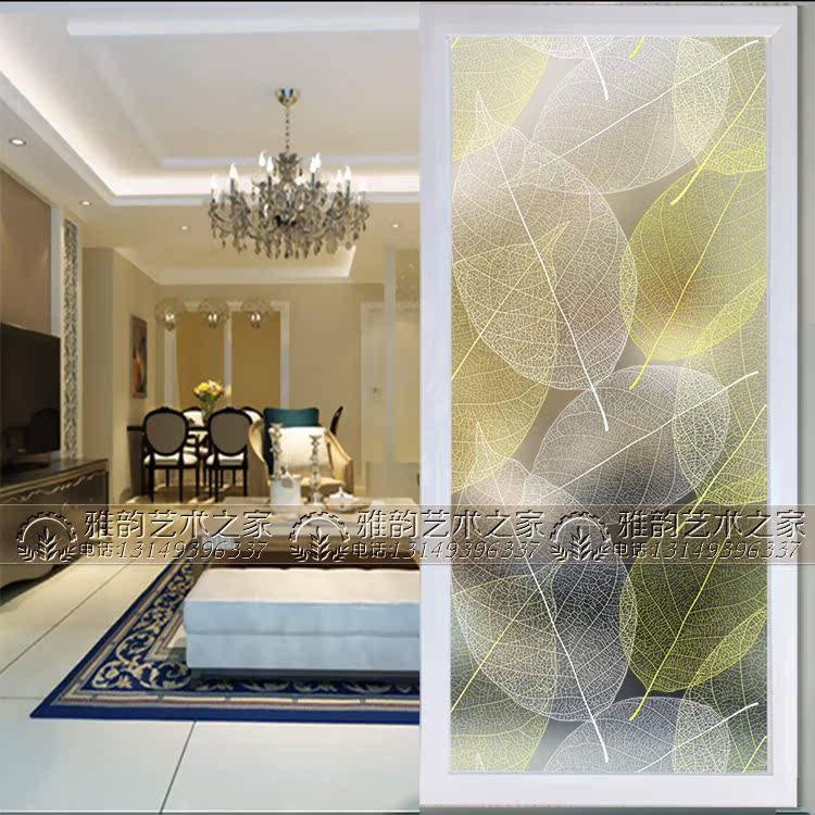 Art Glass Screen Partition Entrance Genguan Background Wall Living-room Shoes Cabinet Ramen Engraving Crafts Minima Leaf
