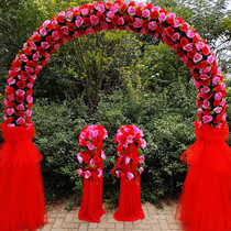 Full flower flower door wedding silk flower arch opening celebration event decoration wreath New silk flower happiness door flower stand