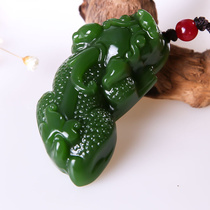 Jade Fingyuan Jade Jade Jade Jade Seed Jade Pendant Spinach Green Jasper Couple Pendant Skin