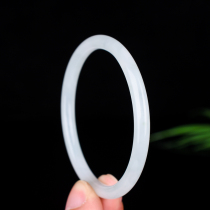 Xinjiang Hotan Jinjade bracelet White Jade floating flower Jade female jade bracelet Tianshan Cui thin round bracelet jade bracelet jade bracelet