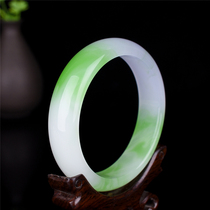 Natural widened Aa goods Burmese jade bracelet ice glutinous Jade light green girl Jade bracelet women green flower girl