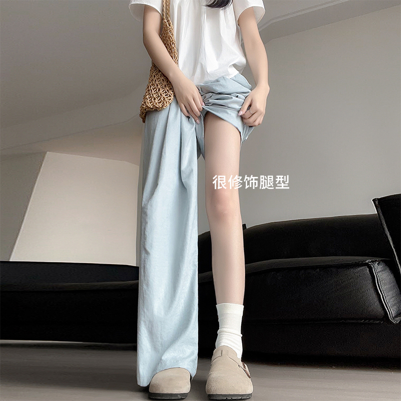 ブルーミルクフーヤマモトパンツレディース夏薄手2025新作ハイウエストドレープカジュアルストレートテクスチャワイドレッグパンツ