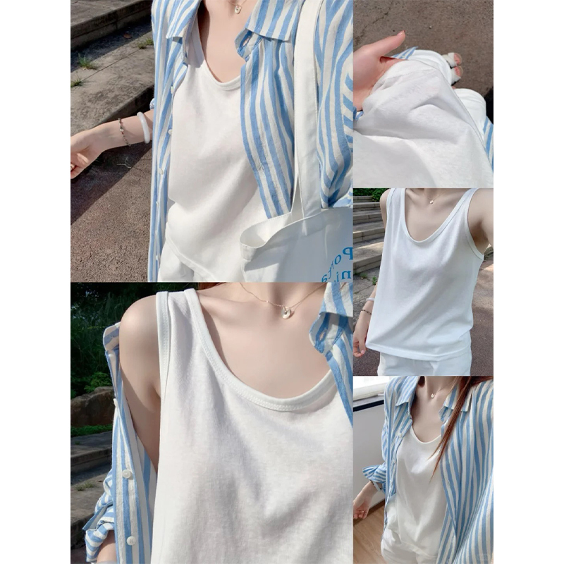 White Camisole for Women, Summer Outerwear, 2026 New Style, Loose Fit, Slimming, Base Layer, Korean Style Sleeveless Top White Camisole for Women, Summer Outerwear, 2026 New Style, Loose Fit, Slimming, Base Layer, Korean Style Sleeveless Top