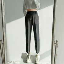 Gray suit pants womens summer thin 2021 new loose straight high waist hanging spring and autumn small cigarette tube pants