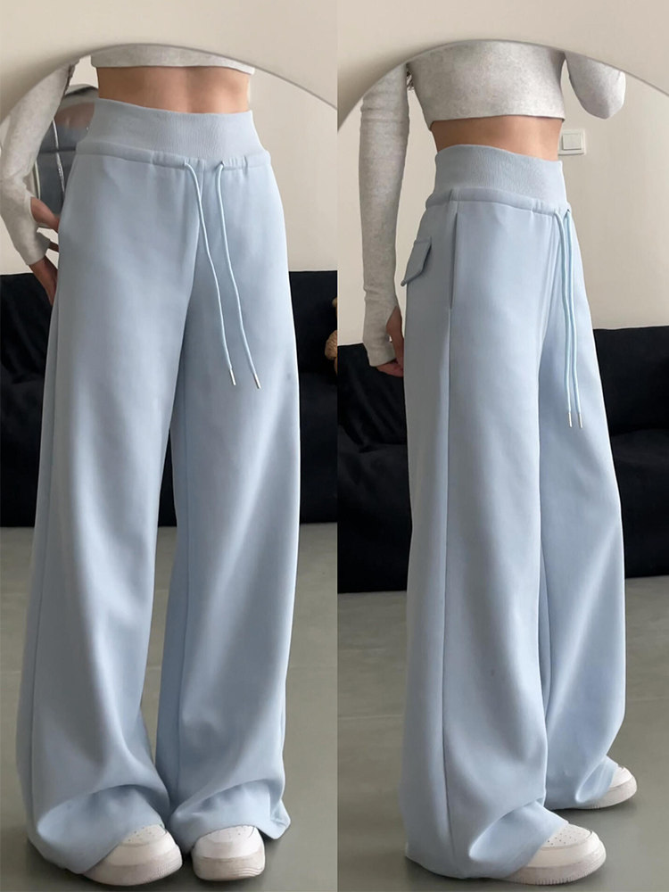 American-Style Casual Wide-Leg Sweatpants for Women, Summer 2025 New High-Waisted, Drapey, Slimming, Lazy Style Straight-Leg Sports Pants