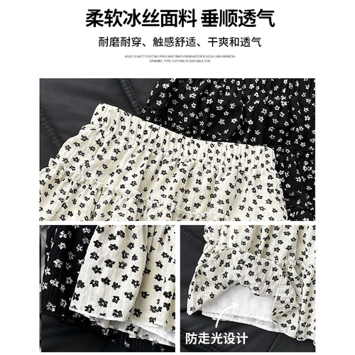 Черная летняя юбка, шифоновая дизайнерская мини-юбка, цветочный принт, А-силуэт, тренд сезона, подходит для подростков