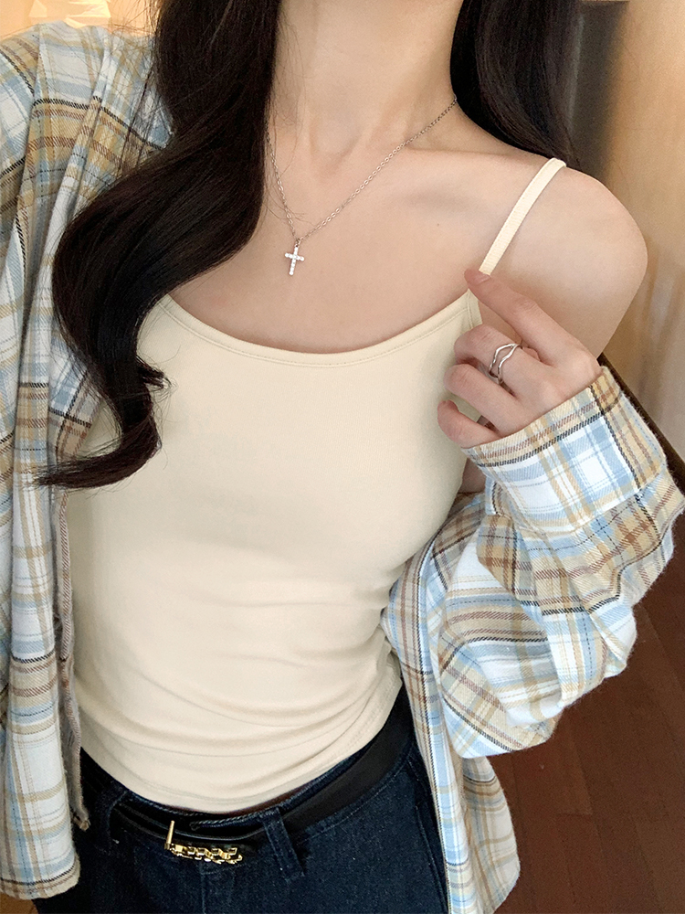 白色吊带背心女内搭夏季2025新款美背文胸一体打底带胸垫外穿上衣