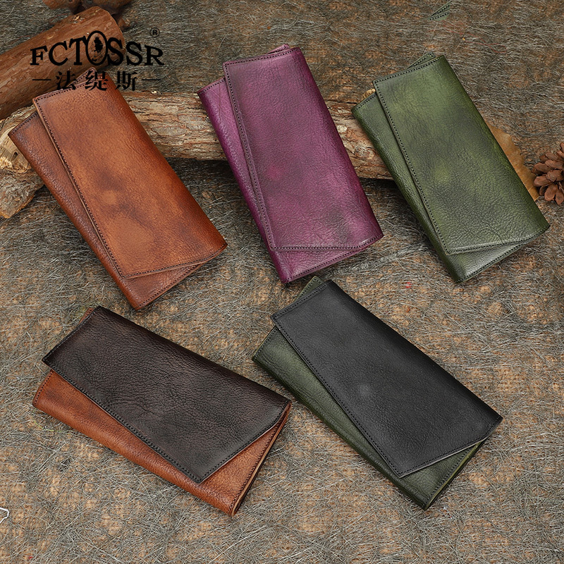 Fatise Retro Casual Clutch Bag for Women, First-Layer Cowhide Wallet, Genuine Leather 70% off Long Wallet, Multi-Functional Clutch Bag