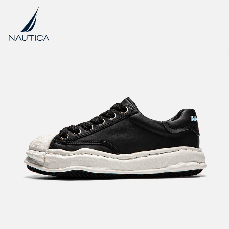 Yu Wenwen's Same Style Nautica/Noctica Sneakers for Men, Thick-Soled Genuine Leather Casual Height-Increasing Couple's Shoes, Dissolving Shoes