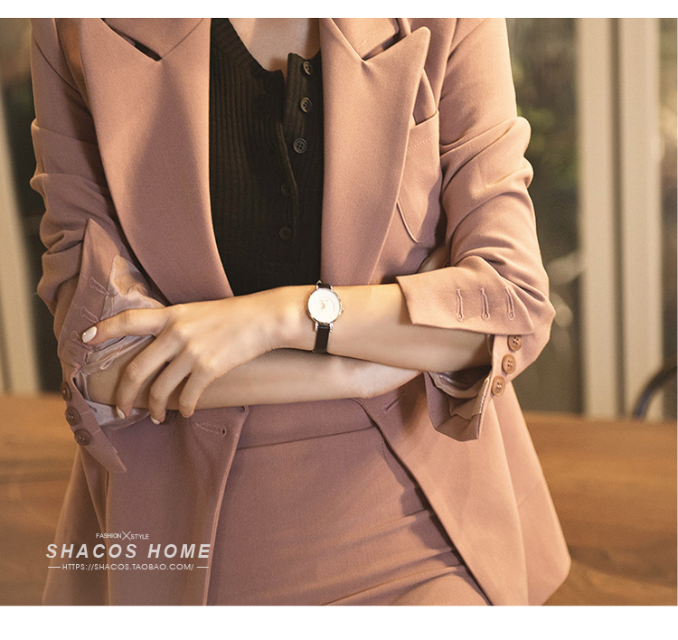 Bộ đồ mùa thu nữ 2018 mới hợp khí hậu Hàn Quốc áo khoác dài tay Váy eo cao váy liền thân hai mảnh - Bộ đồ thời trang nữ 2021